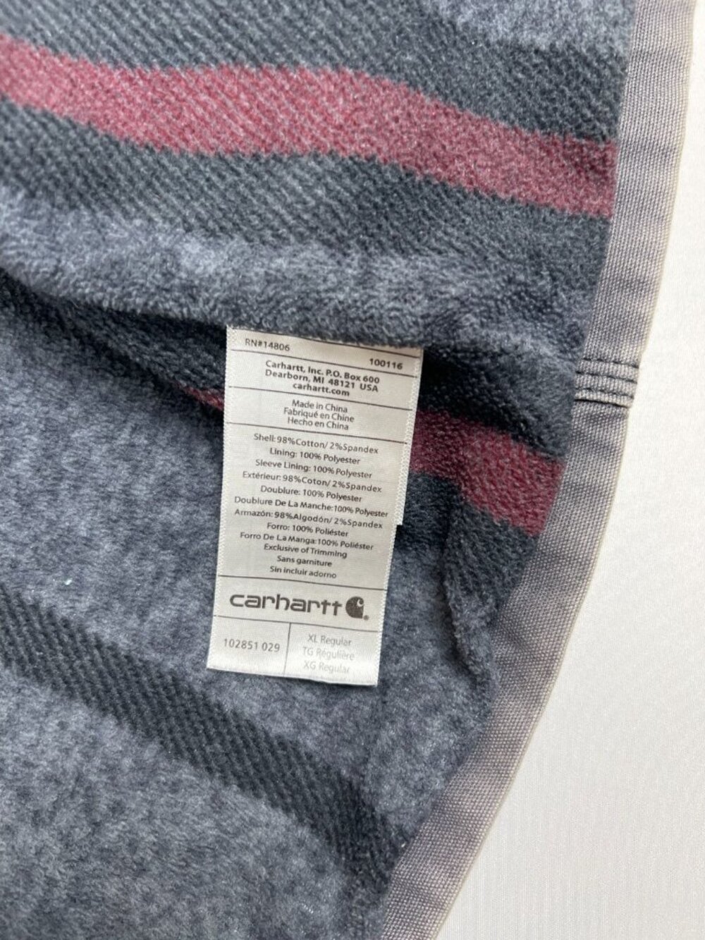 Carhartt Men XL Regular Rugged Flex Blanket Lined Shirt Jacket Shadow Gray Snap - Picture 11 of 11